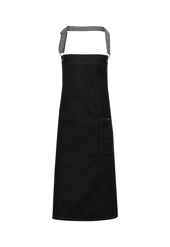 Stylish Waxed Look Denim Bib Apron PR134 - The Work Uniform Company