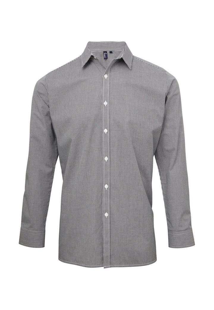 Mens Microcheck Gingham Long Sleeve Shirt PR220 - The Work Uniform Company