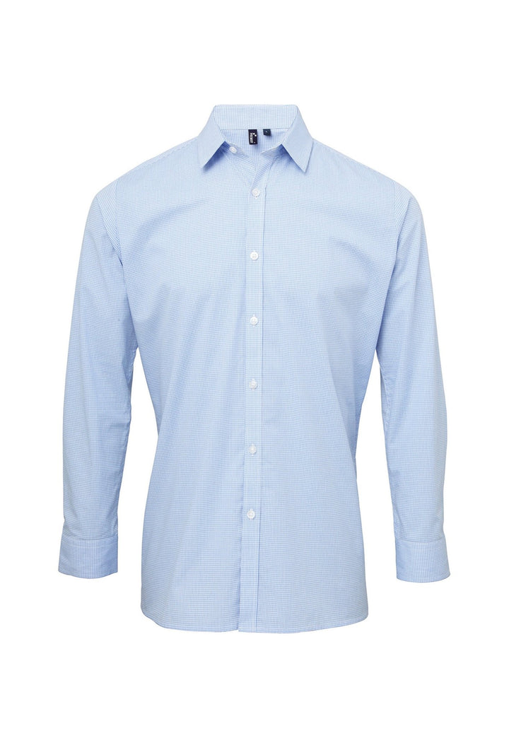 Mens Microcheck Gingham Long Sleeve Shirt PR220 - The Work Uniform Company