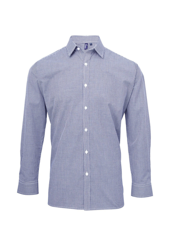 Mens Microcheck Gingham Long Sleeve Shirt PR220 - The Work Uniform Company