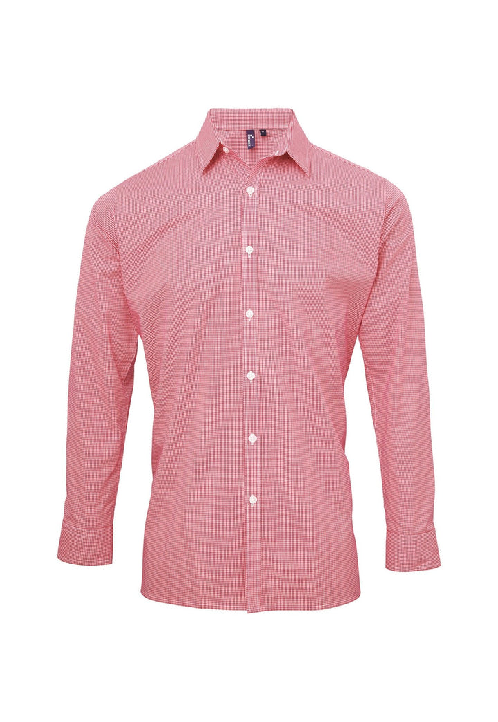 Mens Microcheck Gingham Long Sleeve Shirt PR220 - The Work Uniform Company