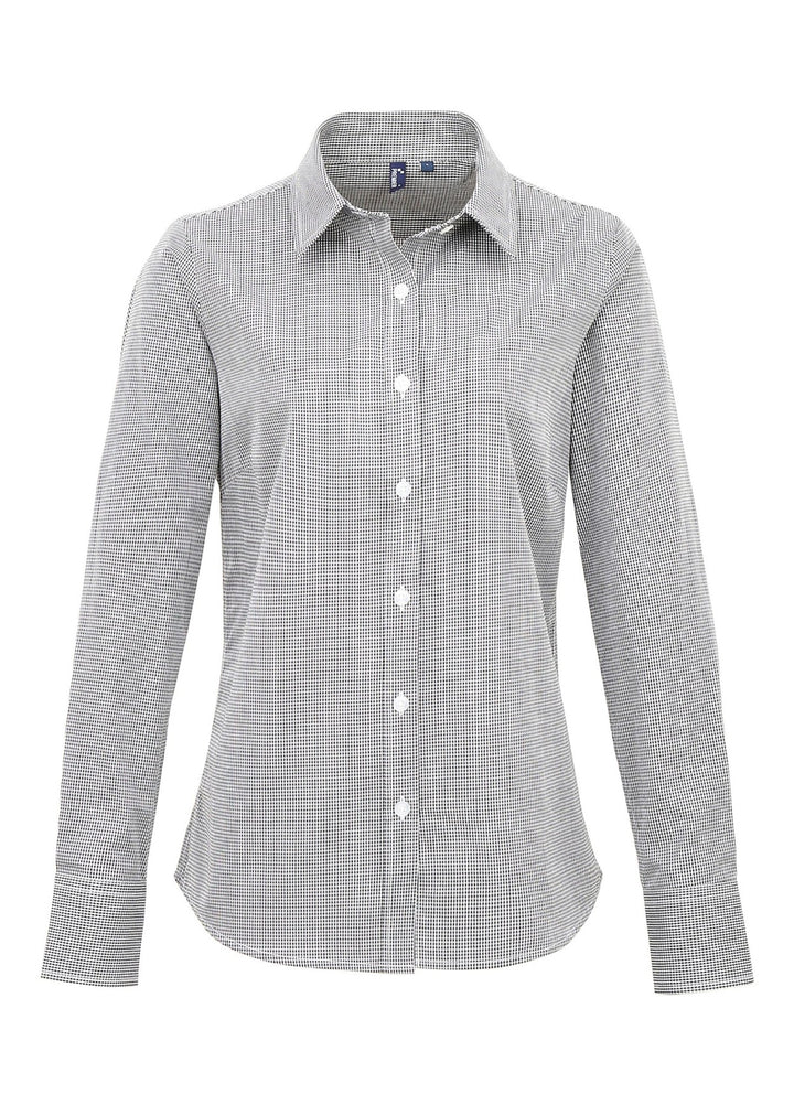 Ladies Microcheck Gingham Long Sleeve Shirt - The Work Uniform Company