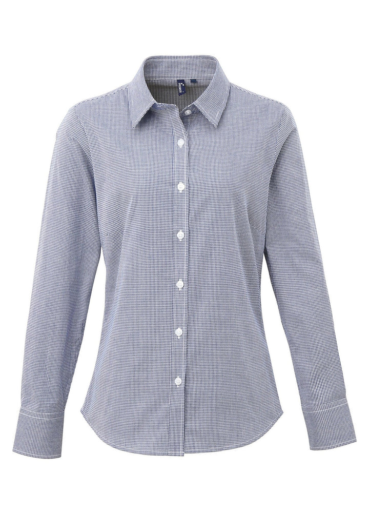 Ladies Microcheck Gingham Long Sleeve Shirt - The Work Uniform Company
