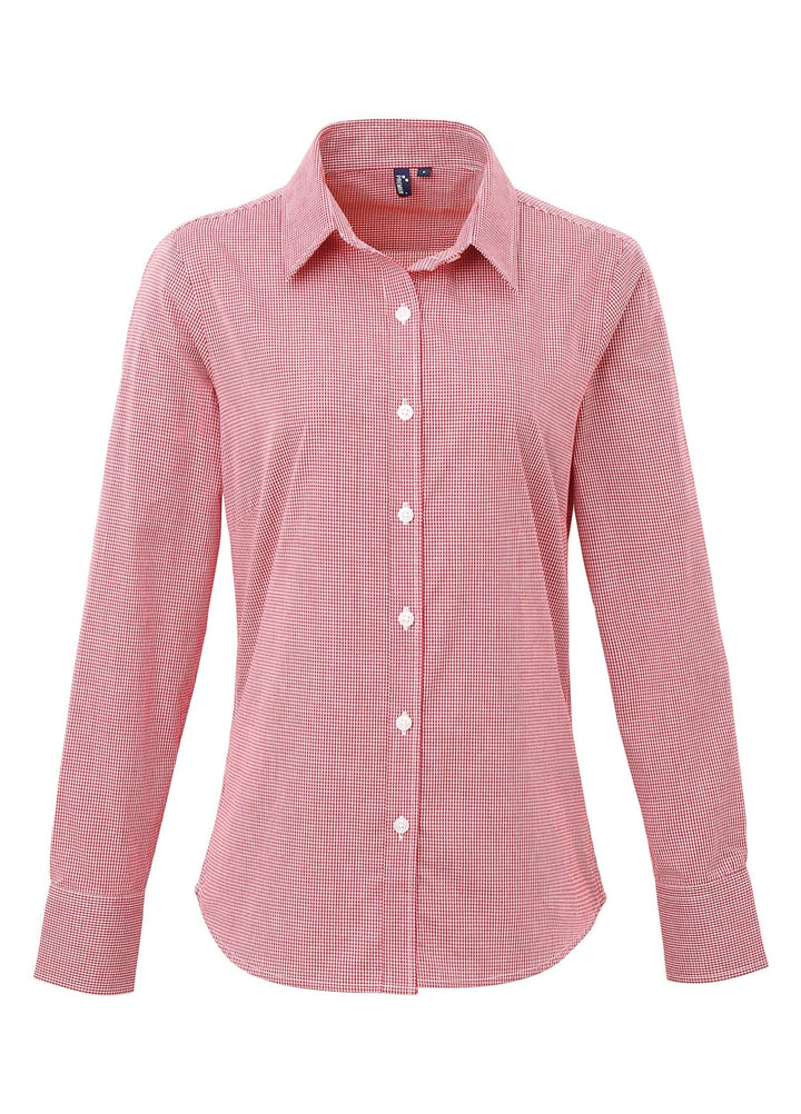 Ladies Microcheck Gingham Long Sleeve Shirt - The Work Uniform Company