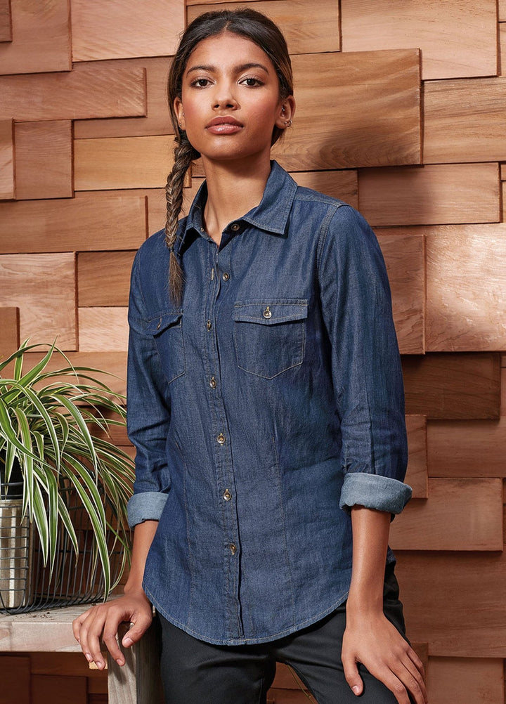 Women's Jean Stitch Denim Shirt - The Work Uniform Company