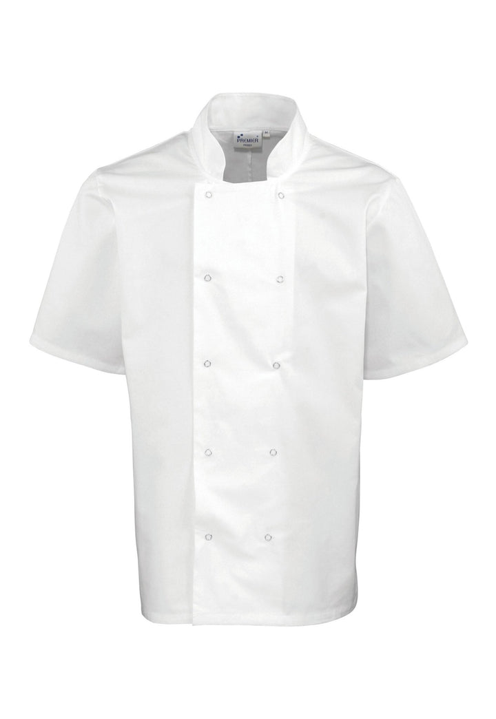 Studded Short Sleeve Chef's Jacket - Bundle of 5 with Logos - The Work Uniform Company