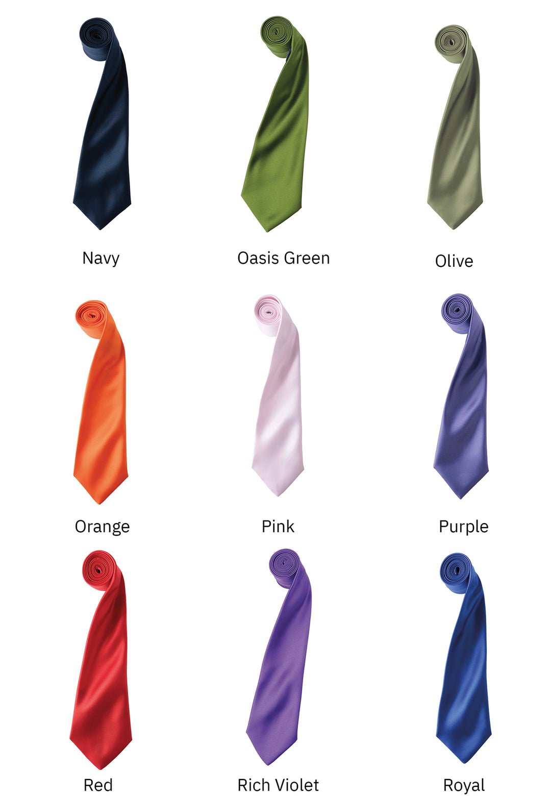 Colours Satin Tie PR750 - The Work Uniform Company
