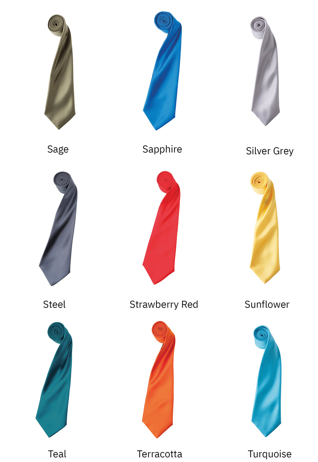Colours Satin Tie PR750 - The Work Uniform Company