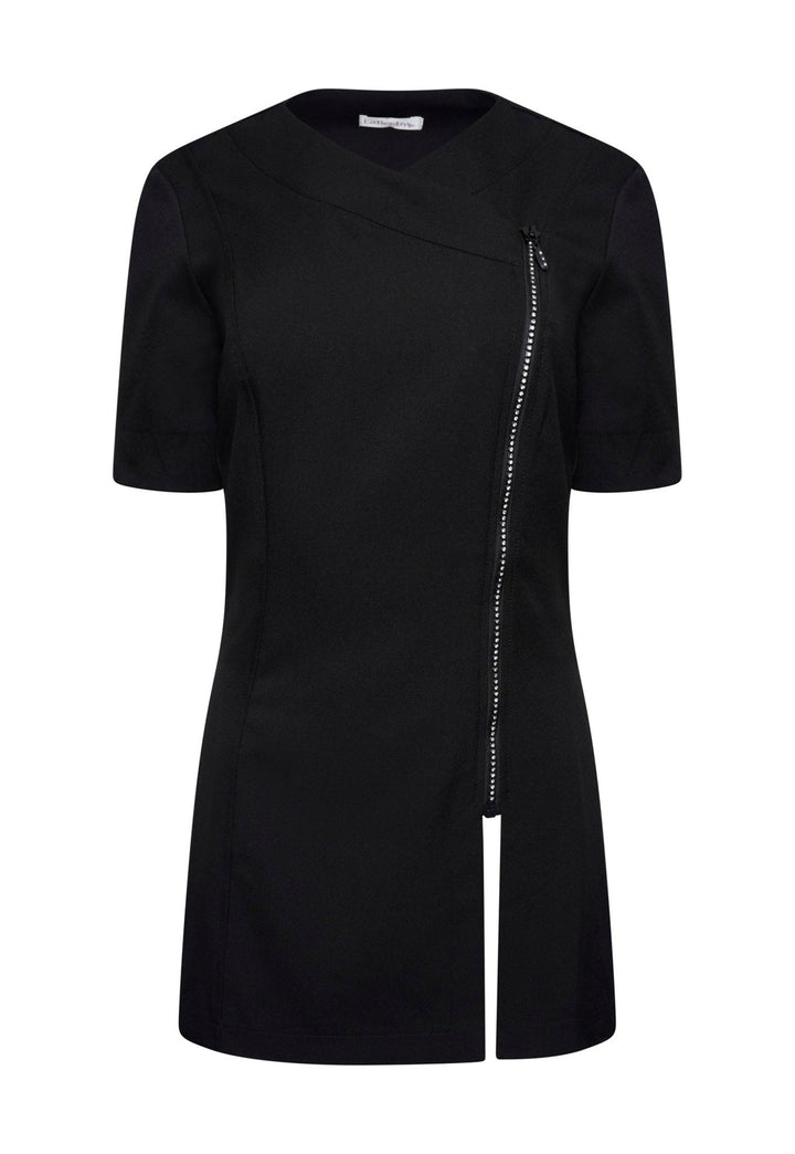 Diamante Zip Front Beauty Tunic - The Work Uniform Company