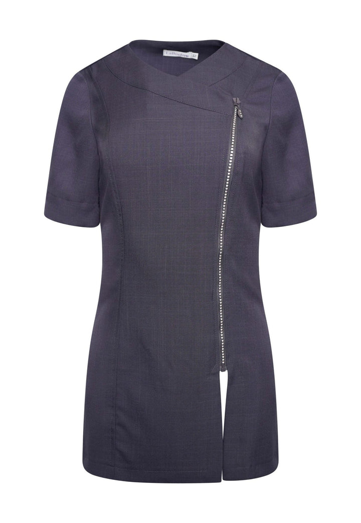 Diamante Zip Front Beauty Tunic - The Work Uniform Company