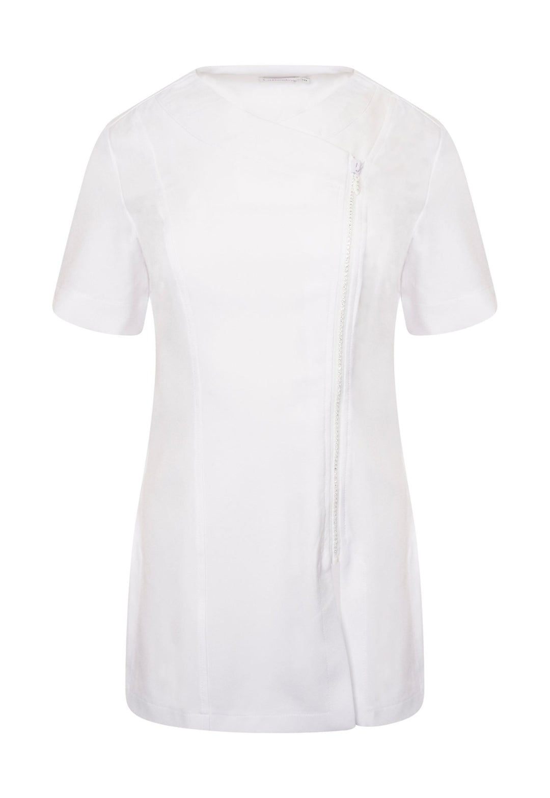 Diamante Zip Front Beauty Tunic - The Work Uniform Company