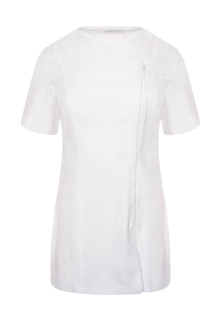 Diamante Zip Front Beauty Tunic - The Work Uniform Company
