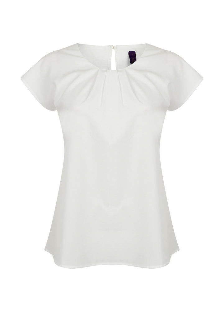 Women's Pleat Front Short Sleeve Blouse - The Work Uniform Company