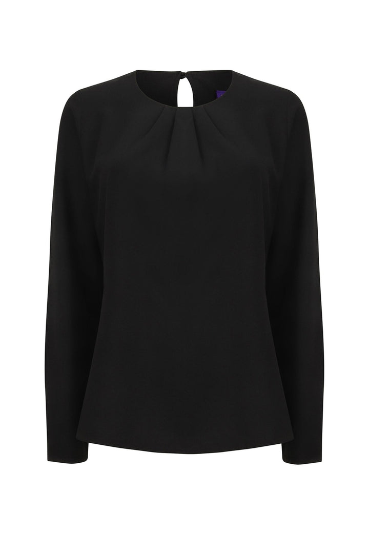 Women's Pleat Front Long Sleeve Blouse - The Work Uniform Company