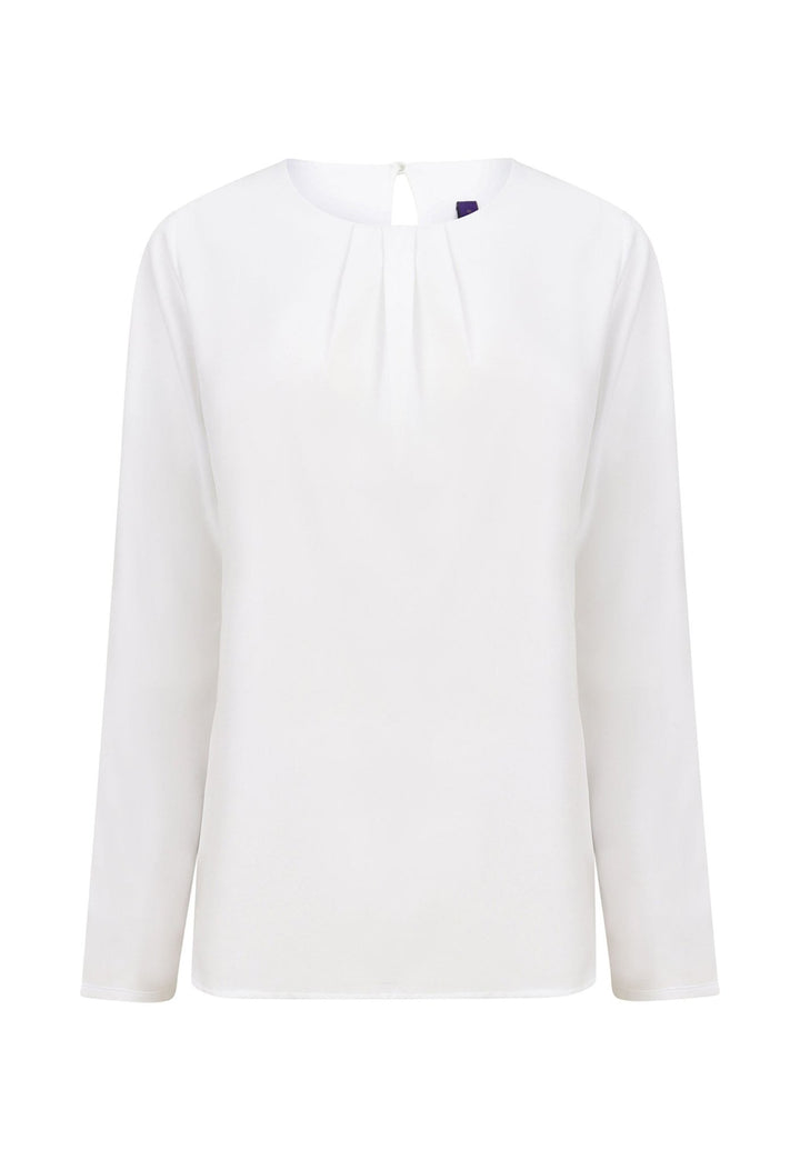 Women's Pleat Front Long Sleeve Blouse - The Work Uniform Company