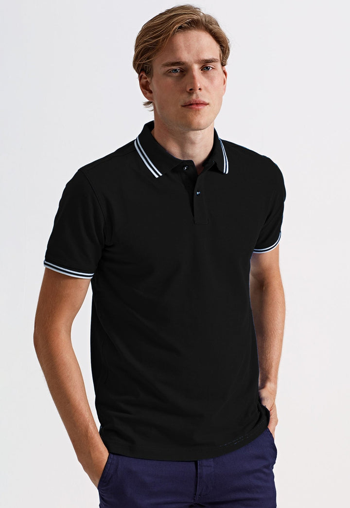 Men's Classic Fit Tipped Dark Polo Shirt AQ011 - The Work Uniform Company