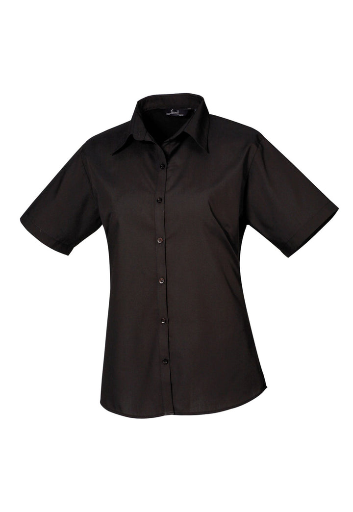 Women's Short Sleeve Poplin Blouse - The Work Uniform Company
