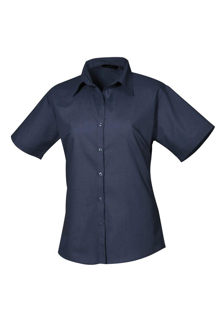 Women's Short Sleeve Poplin Blouse - The Work Uniform Company