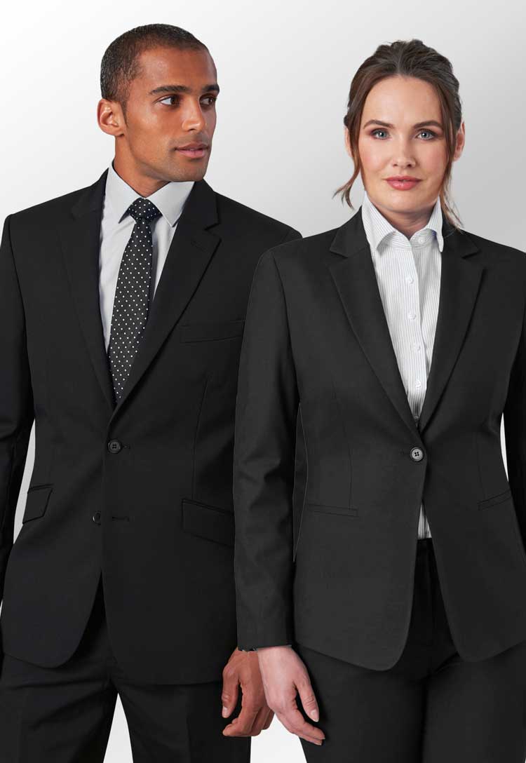 Models Wearing the Aldwych Tailored Fit Jacket and The Cannes Tailored Fit Jacket 2326 in Black