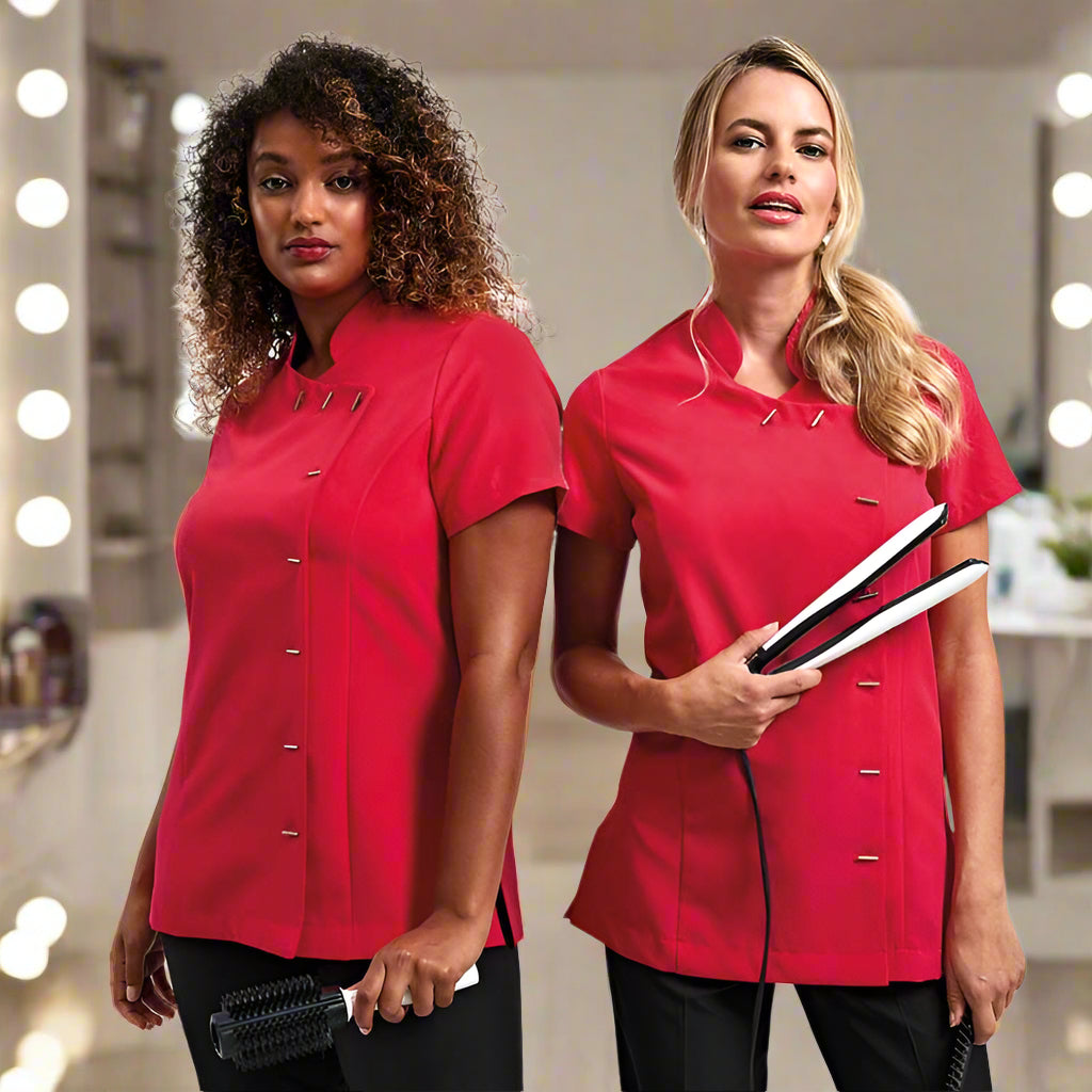 Models Wearing the Orchid Beauty and Spa Tunics PR682 in Red