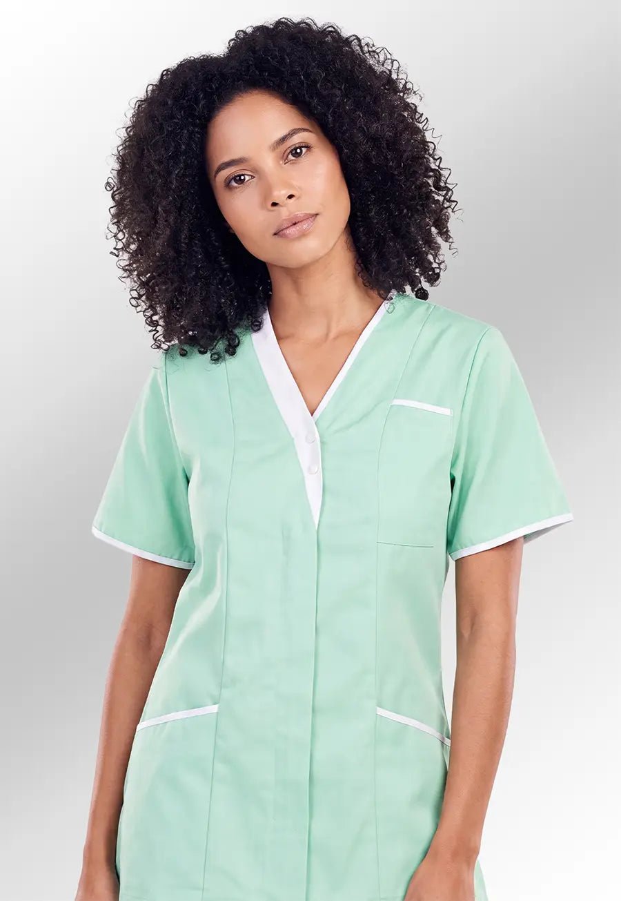 V Neck Green Veterinary Tunic - The Work Uniform Company