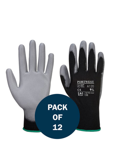 PU Palm Glove A120 (x12 Pairs) Black/Grey