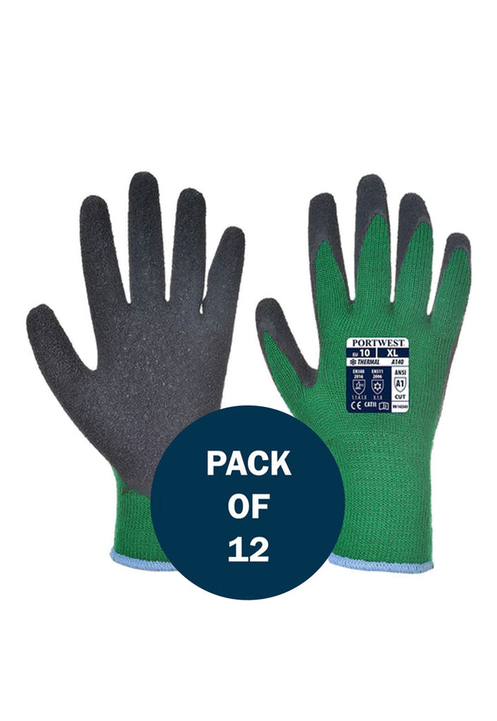 Thermal Grip Glove Latex A140 in Green/Black (x12 Pairs)