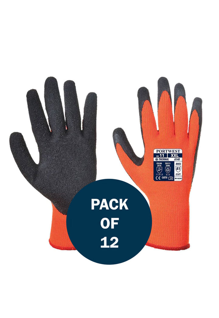 Thermal Grip Glove Latex A140 in Orange/Black (x12 Pairs)