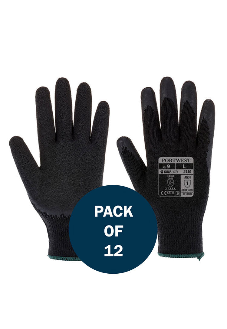 Classic Grip Glove Latex A150 in Black (x12 Pairs) 