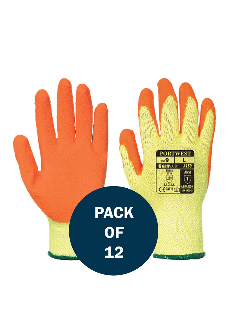 Classic Grip Glove Latex A150 (x12 Pairs) Orange