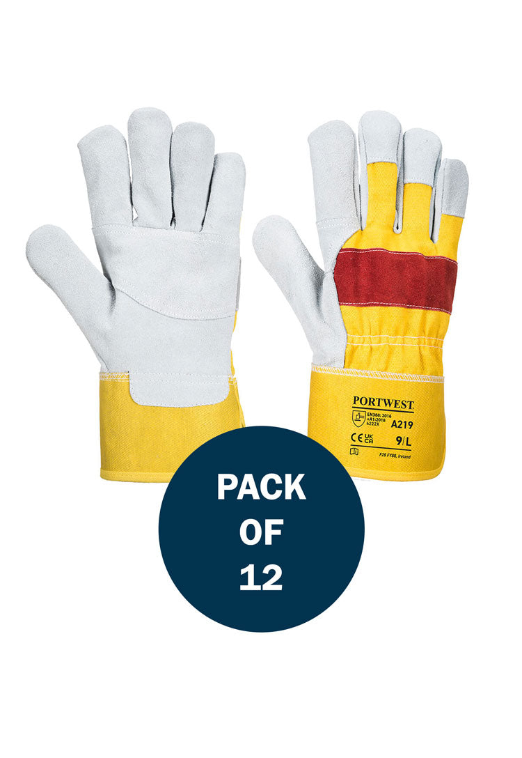 Classic Chrome Rigger Glove A219  in Yellow/Red (x12 Pairs)