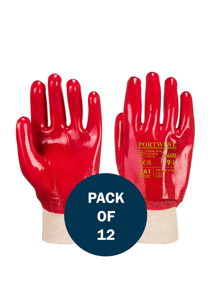 PVC Knitwrist Glove A400 in Red (x12 Pairs)