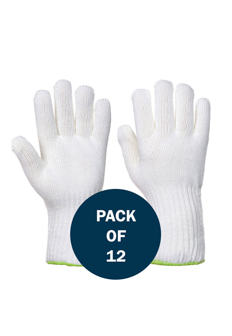 Front and Back View of Heat Resistant 250 Degree Glove A590 in White (x12 Pairs) 