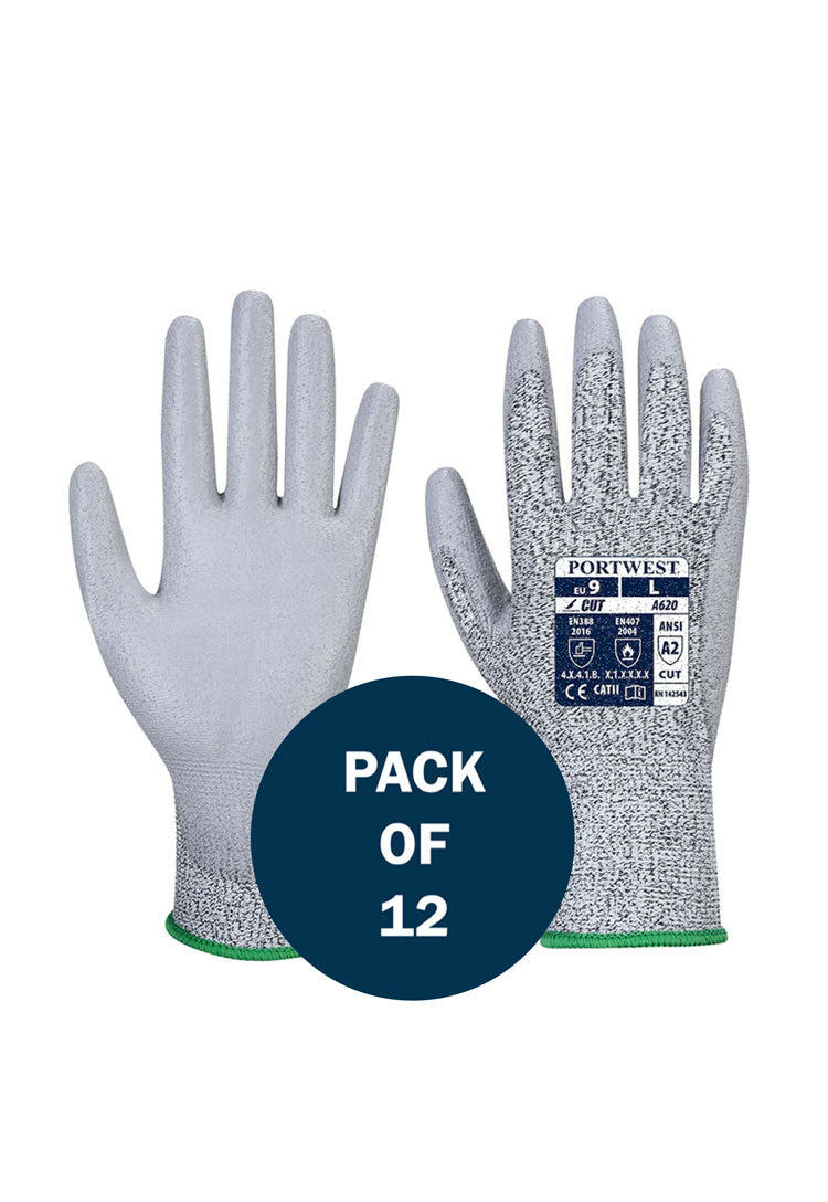 LR Cut PU Palm Glove A620 (x12 Pairs) Grey