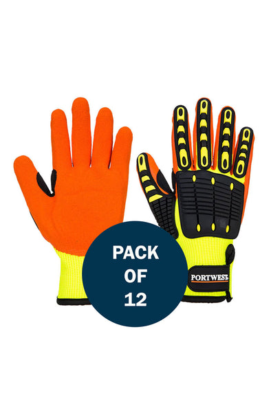 Anti Impact Grip Glove A721 (x12 Pairs) Yellow/Orange
