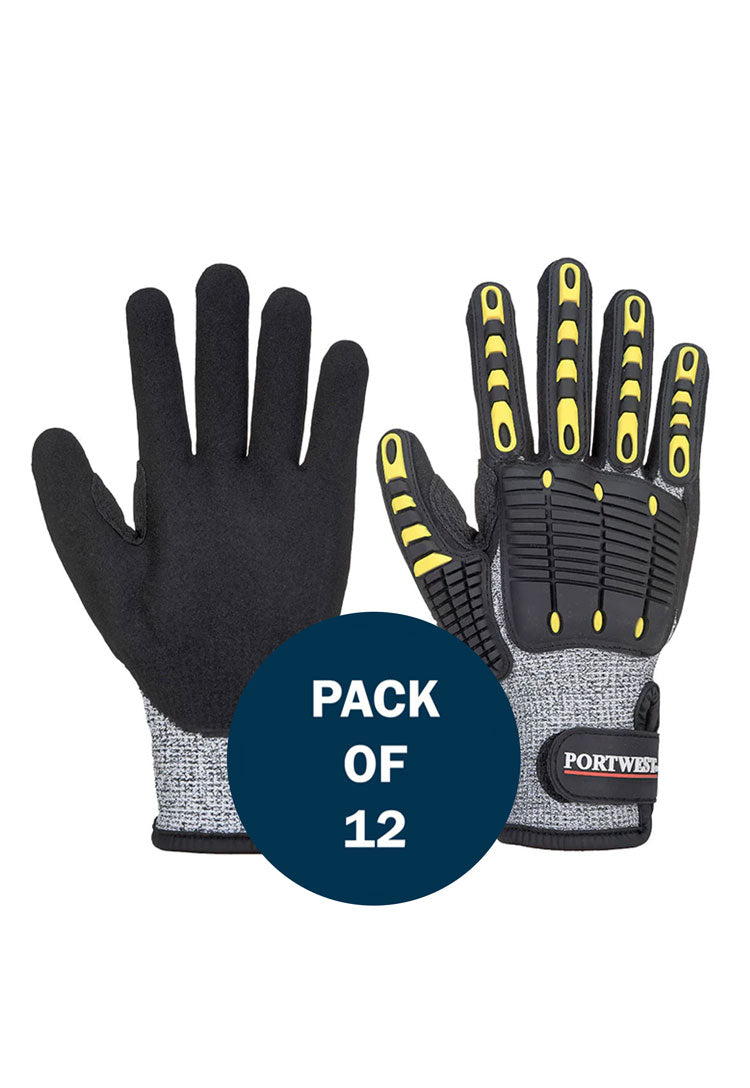 Anti Impact Cut Resistant Glove A722 in Grey/Black (x12 Pairs)