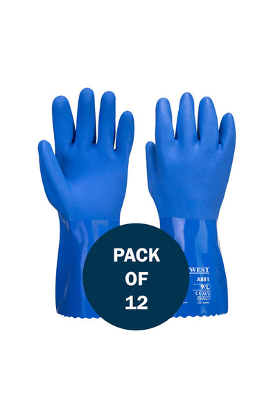 Marine Ultra PVC Chemical Gauntlet A881 (x12 Pack) Blue
