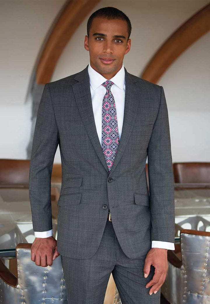 Model Wearing Cassino Signature Slim Fit Jacket 3834 in Grey Check