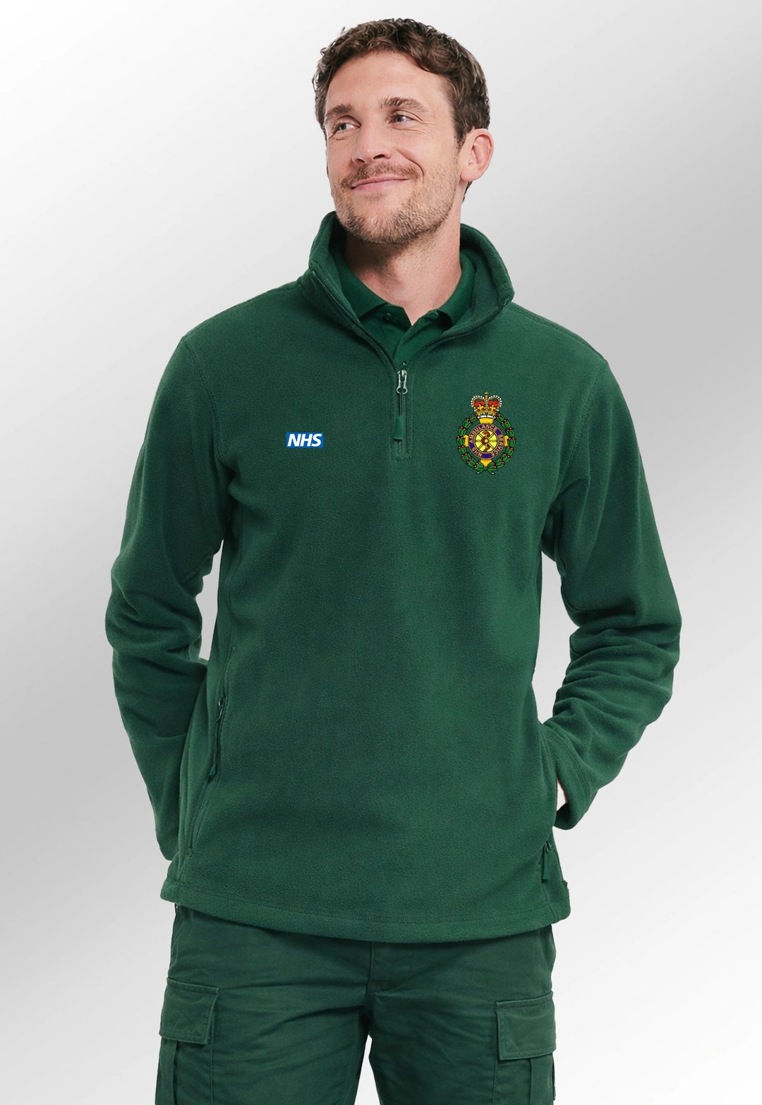 Ambulance Russell Quarter Zip Fleece with Logos - The Work Uniform Company
