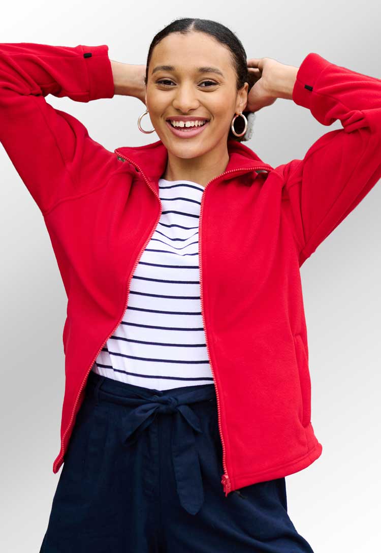 Model Wearing Regatta Women's Thor III Fleece RG123 in Classic Red