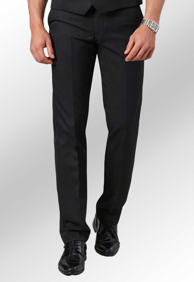 Model Wearing Mars Flat Front Trousers 8648 in Black