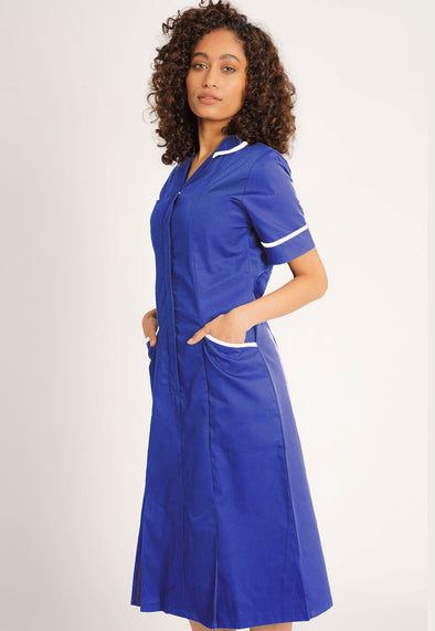 Classic Women's Unhemmed Healthcare Dress, Sky Blue/White | White trim,  Healthcare uniforms, Nursing dress