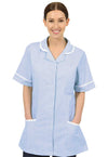 Women's Healthcare Striped Nurses Tunic NCLTPS Blue White Stripe White Trim