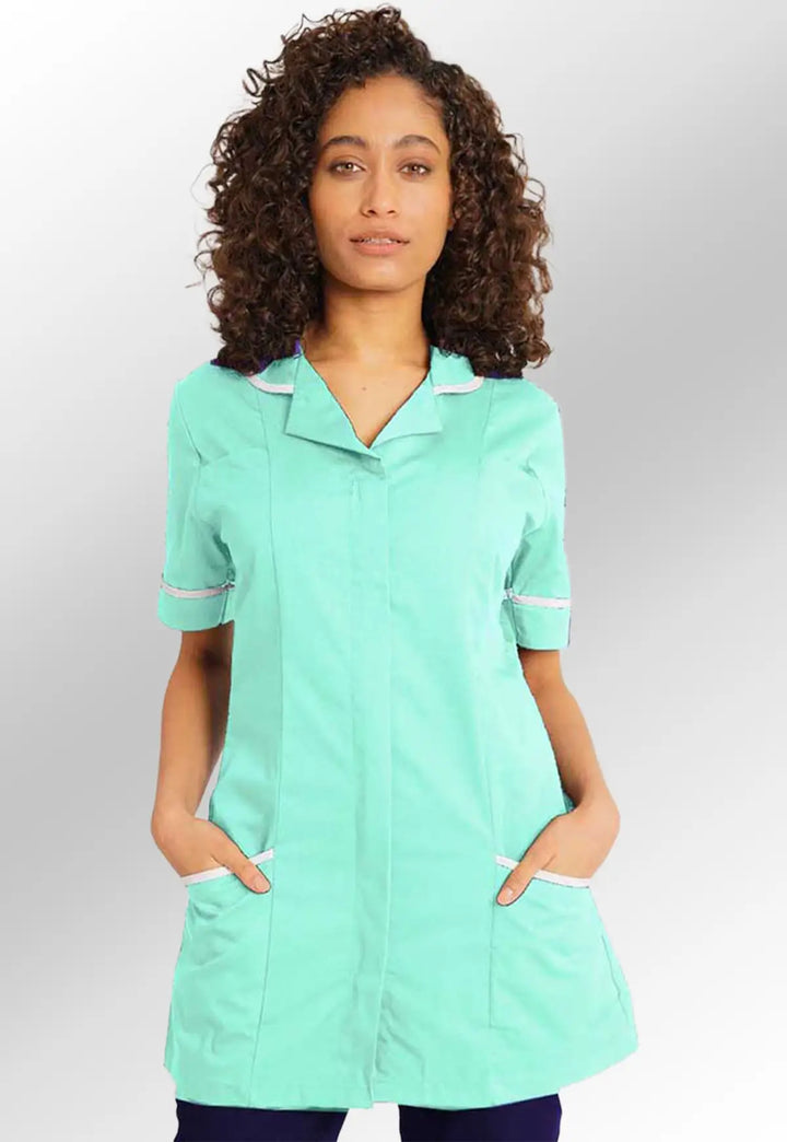 Eau de Nil / White Women's Healthcare Nurses Tunic NCLTPS - The Work Uniform Company