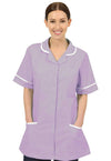Women's Healthcare Striped Nurses Tunic NCLTPS Lilac White Stripe White Trim