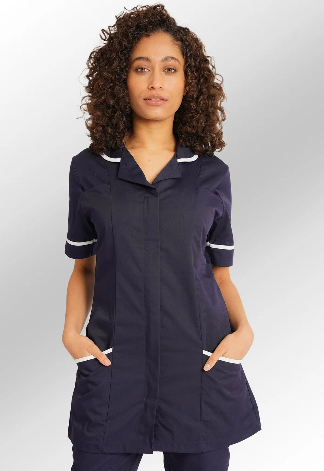 Navy Nurses Tunic with White Trim - The Work Uniform Company