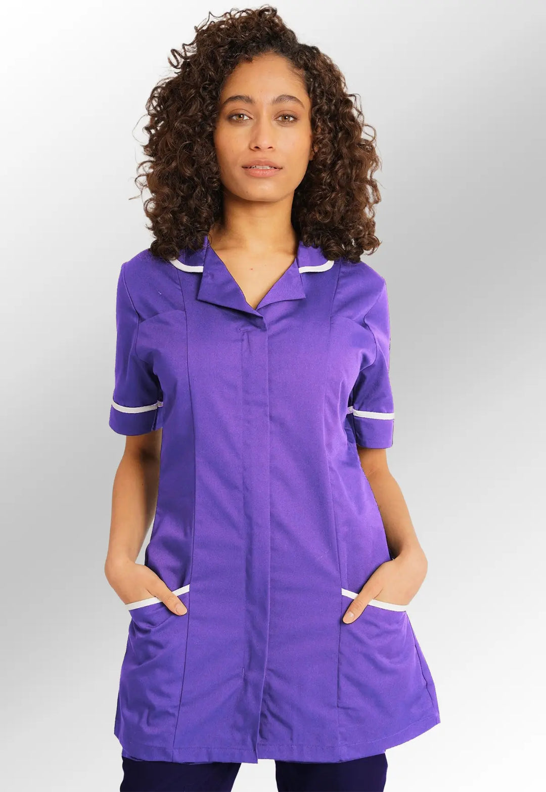 Purple/White Women's Healthcare Nurses Tunic NCLTPS - The Work Uniform Company