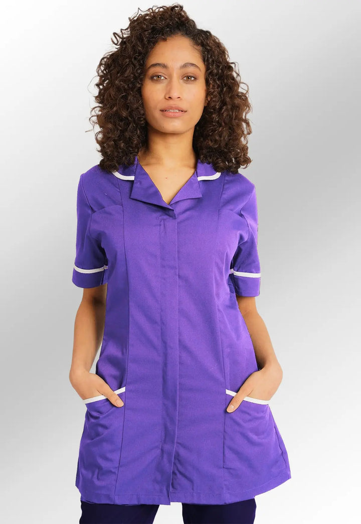 Purple/White Women's Healthcare Nurses Tunic NCLTPS - The Work Uniform Company