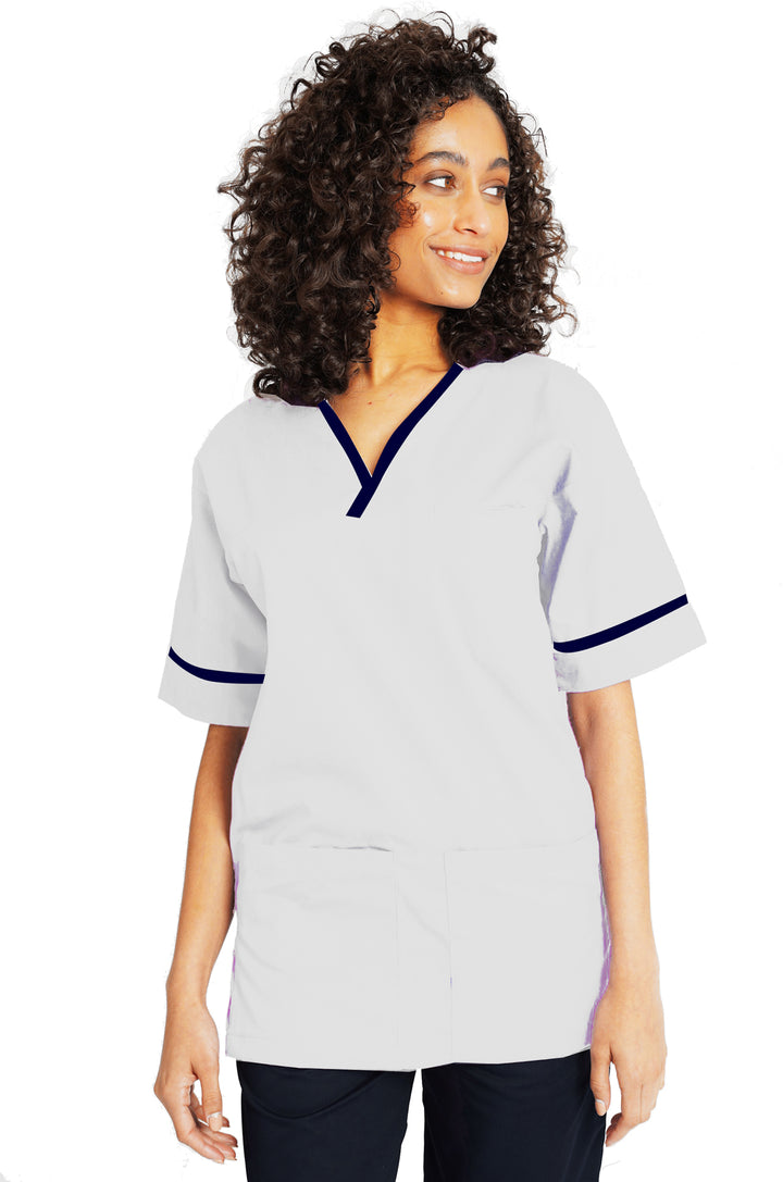 Unisex Contrast Trim Smart Scrub Top NSTT