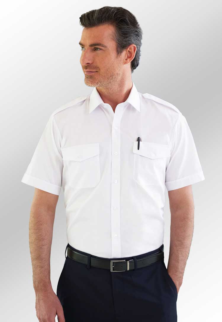 Model Wearing Olympus Classic Fit Pilot Shirt 7746 in White